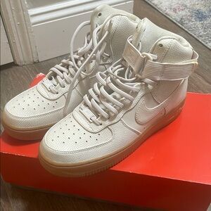 Nike High-Top Sneakers in Cream and Brown